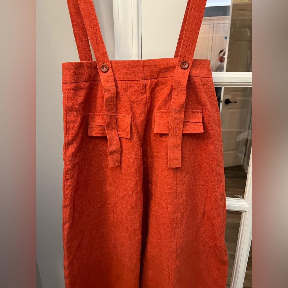 Xiaoliza handmade linen pants with suspenders, front pockets, barrel leg sz S - Picture 3 of 6